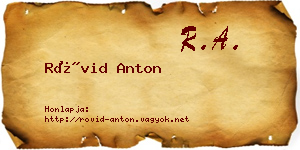 Rövid Anton névjegykártya